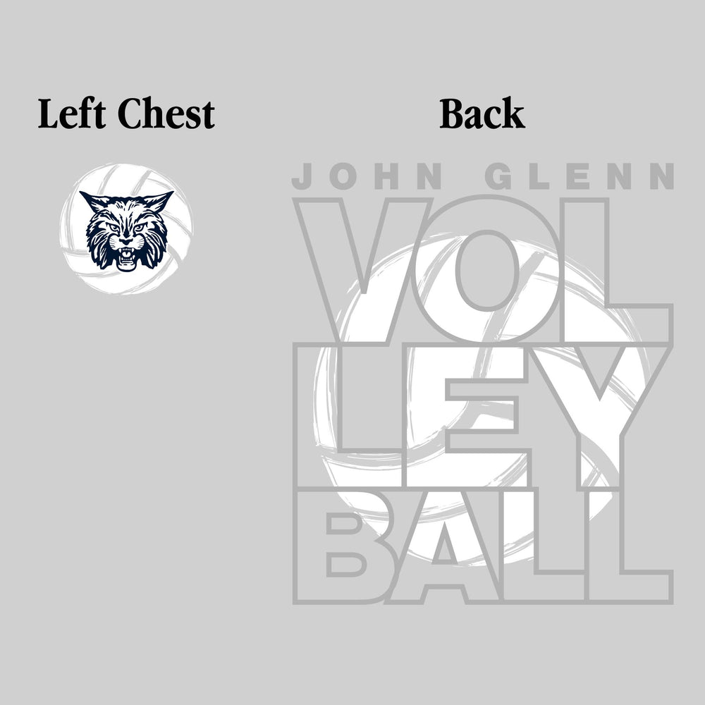 John Glenn Bobcats - Volleyball - Stacked Letters with Sketched Volleyball Inset