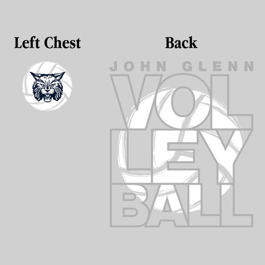 John Glenn Bobcats - Volleyball - Stacked Letters with Sketched Volleyball Inset
