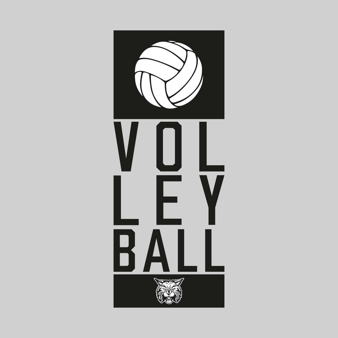 CMMS Bobcats - Volleyball - Stacked Letters with Volleyball and Mascot