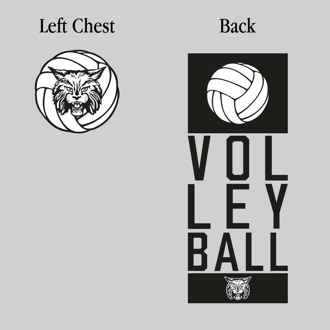 CMMS Bobcats - Volleyball - Stacked Letters with Volleyball and Mascot