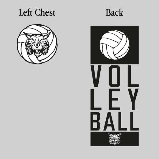 CMMS Bobcats - Volleyball - Stacked Letters with Volleyball and Mascot