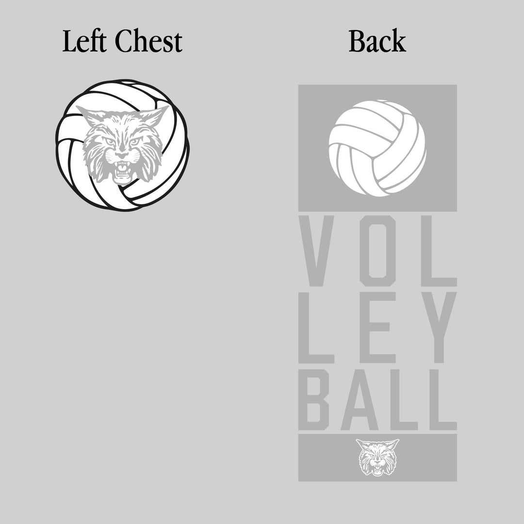 CMMS Bobcats - Volleyball - Stacked Letters with Volleyball and Mascot