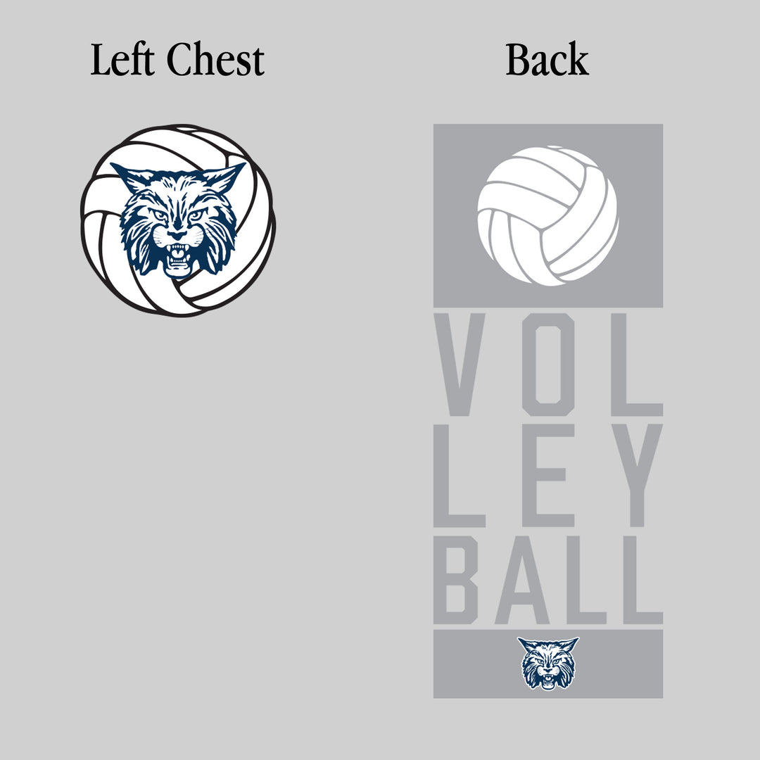 CMMS Bobcats - Volleyball - Stacked Letters with Volleyball and Mascot
