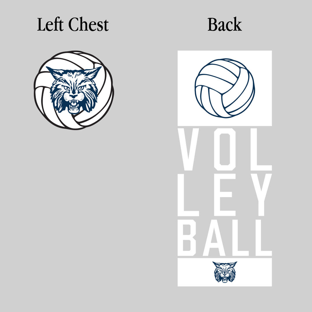 CMMS Bobcats - Volleyball - Stacked Letters with Volleyball and Mascot