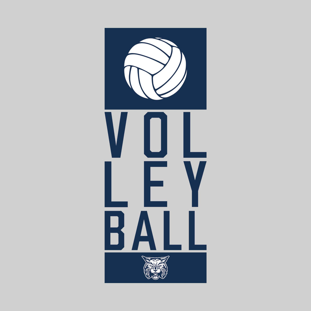CMMS Bobcats - Volleyball - Stacked Letters with Volleyball and Mascot
