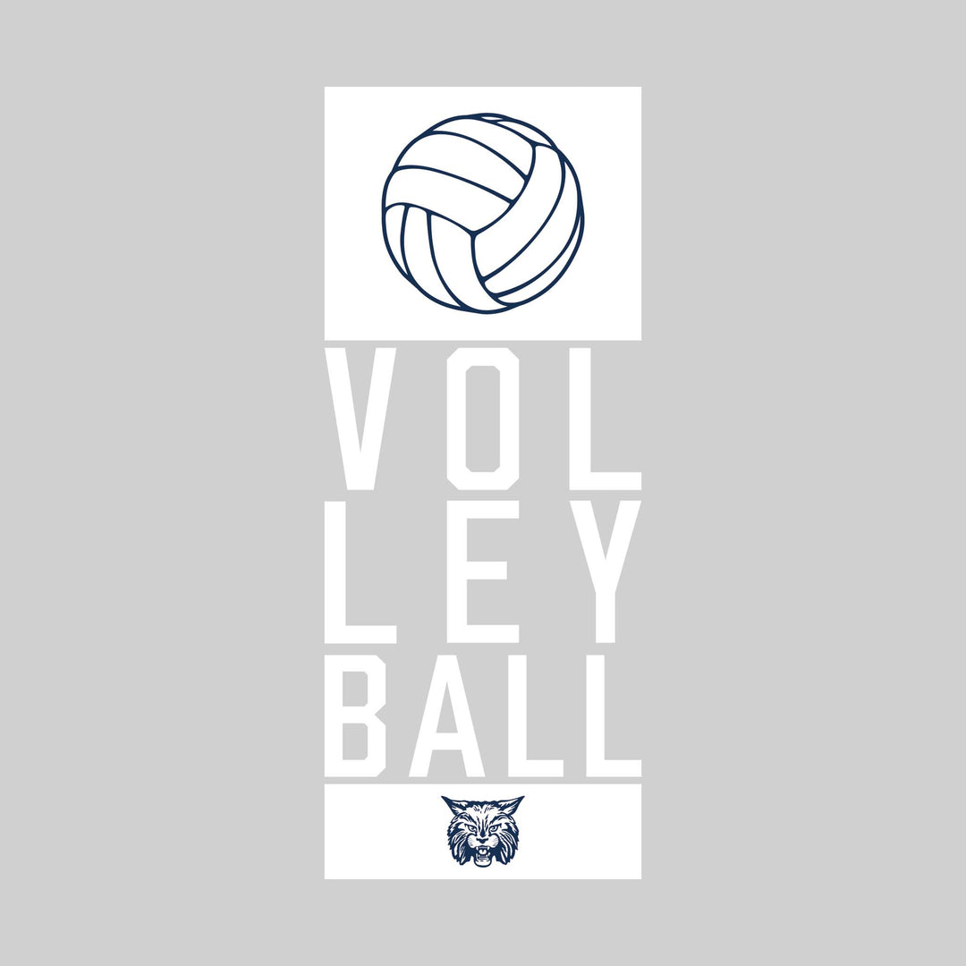 CMMS Bobcats - Volleyball - Stacked Letters with Volleyball and Mascot