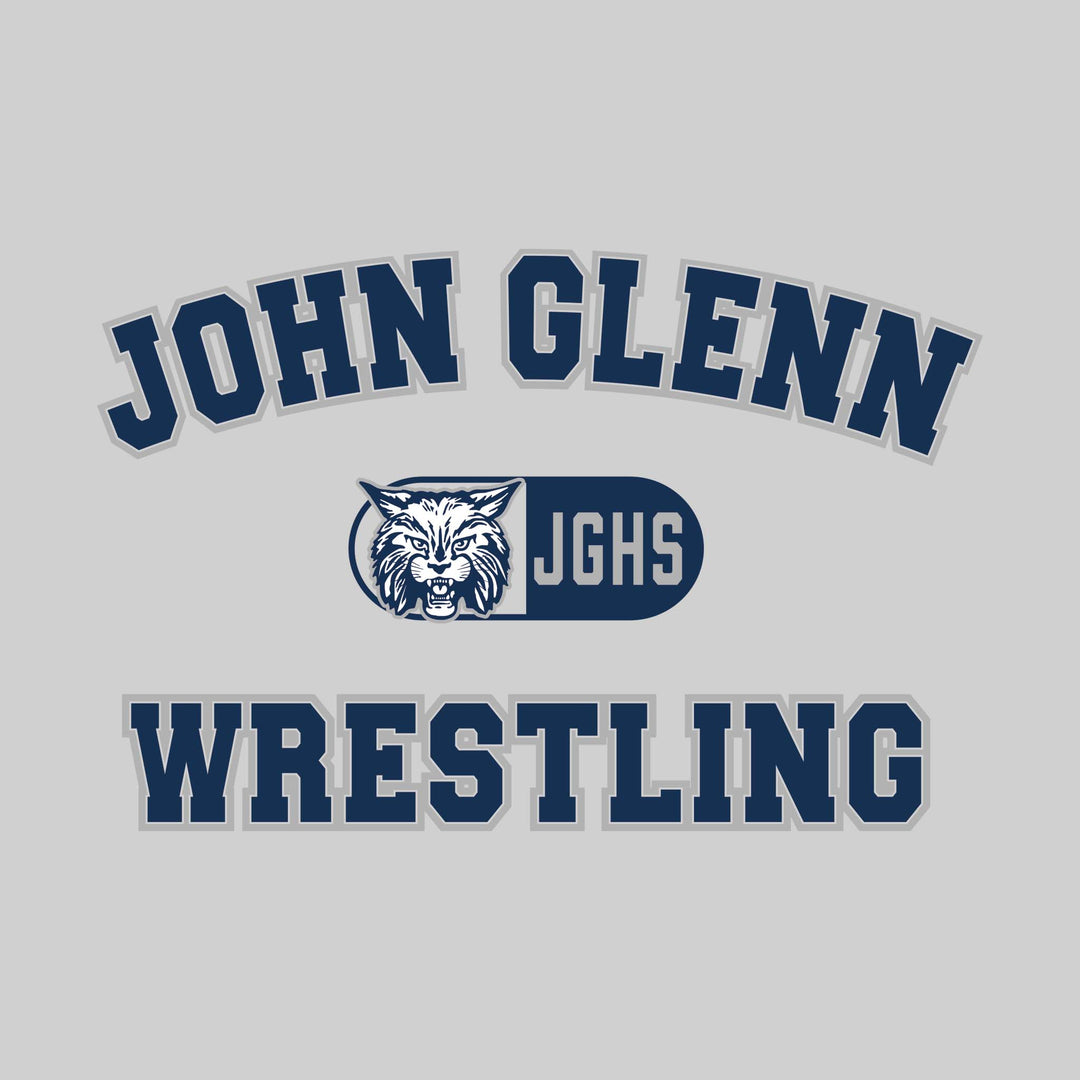 John Glenn Bobcats - Wrestling - Arched School Name with Mascot and JGHS
