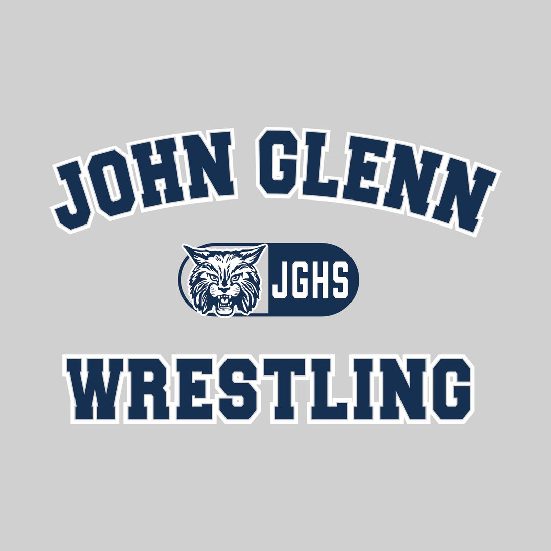John Glenn Bobcats - Wrestling - Arched School Name with Mascot and JGHS