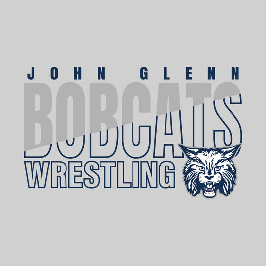 John Glenn Bobcats - Wrestling - Diagonal Split Mascot Name with Mascot