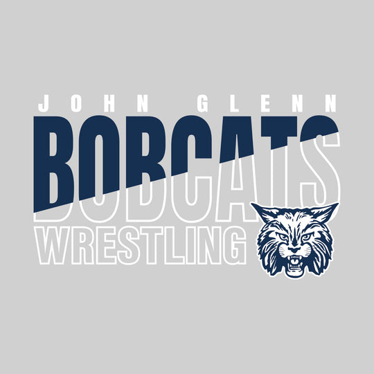 John Glenn Bobcats - Wrestling - Diagonal Split Mascot Name with Mascot