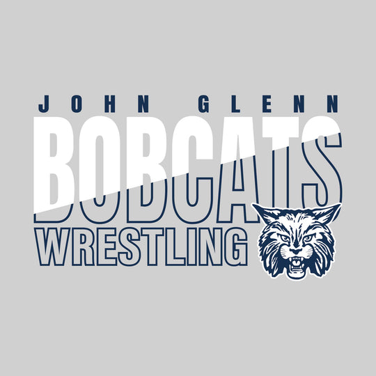 John Glenn Bobcats - Wrestling - Diagonal Split Mascot Name with Mascot