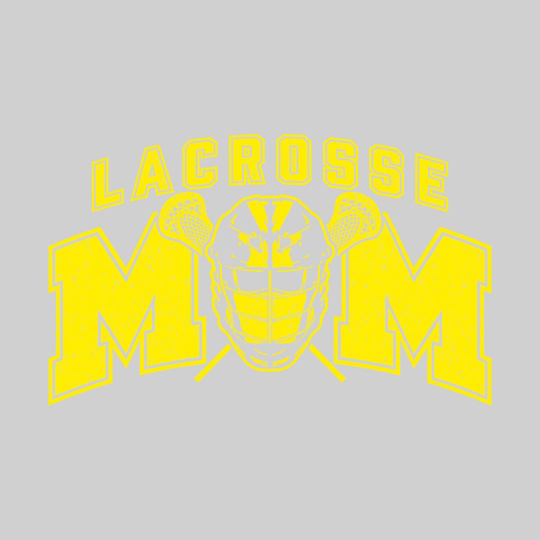 Lacrosse Mom - Arched Text with Helmet - Distressed - School Colors