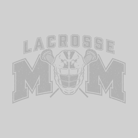 Lacrosse Mom - Arched Text with Helmet - Distressed - School Colors