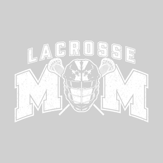 Lacrosse Mom - Arched Text with Helmet - Distressed - School Colors