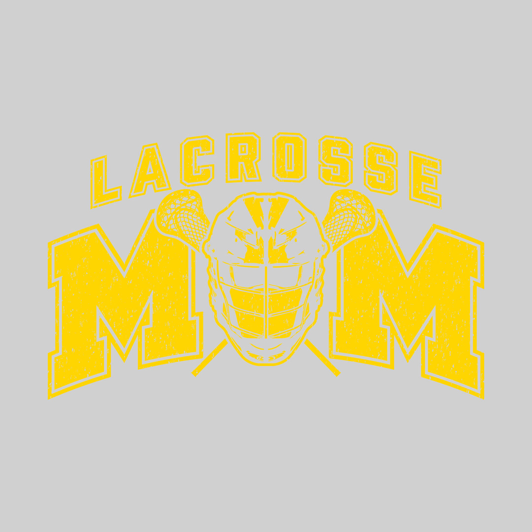 Lacrosse Mom - Arched Text with Helmet - Distressed - School Colors