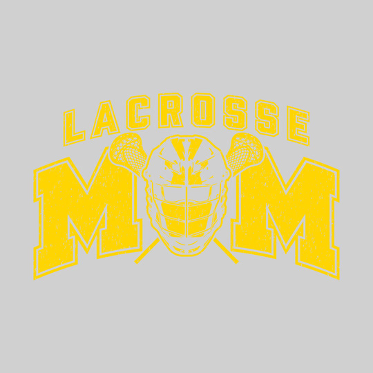 Lacrosse Mom - Arched Text with Helmet - Distressed - School Colors