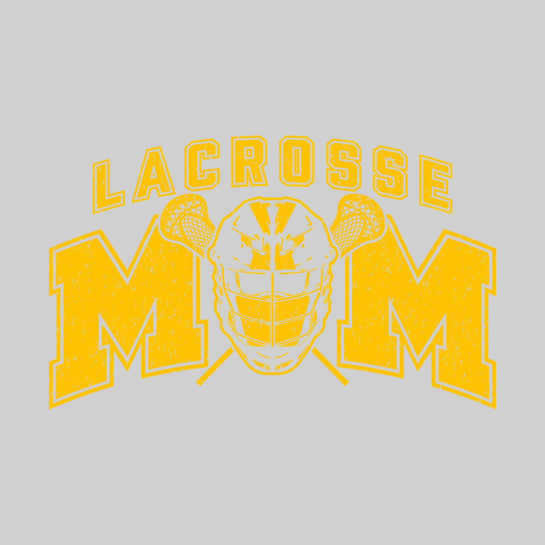 Lacrosse Mom - Arched Text with Helmet - Distressed - School Colors