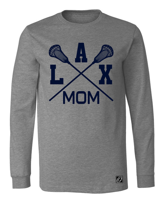Lacrosse Mom - LAX Mom with Crossed Sticks - Adult Bella Canvas Heather CVC Tees