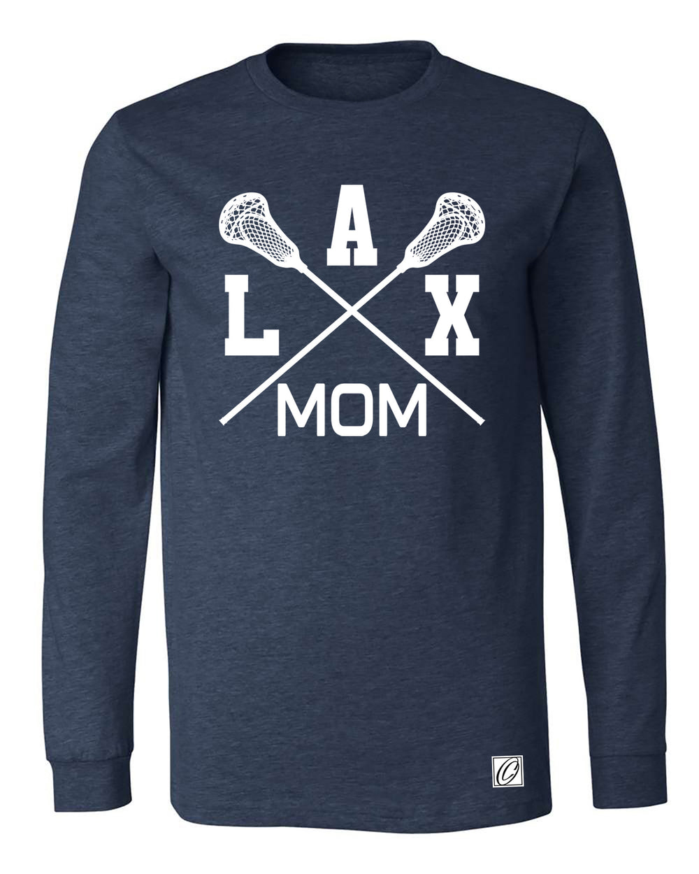 Lacrosse Mom - LAX Mom with Crossed Sticks - Adult Bella Canvas Heather CVC Tees