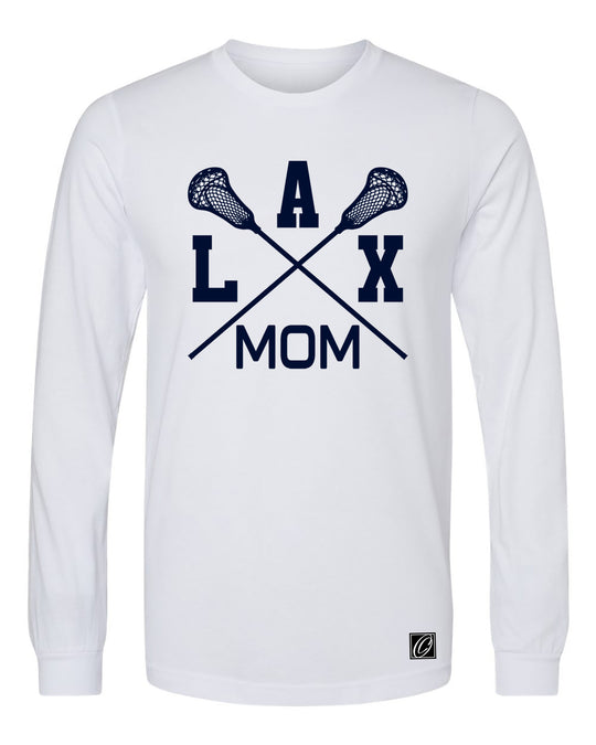 Lacrosse Mom - LAX Mom with Crossed Sticks - Adult Bella Canvas Heather CVC Tees