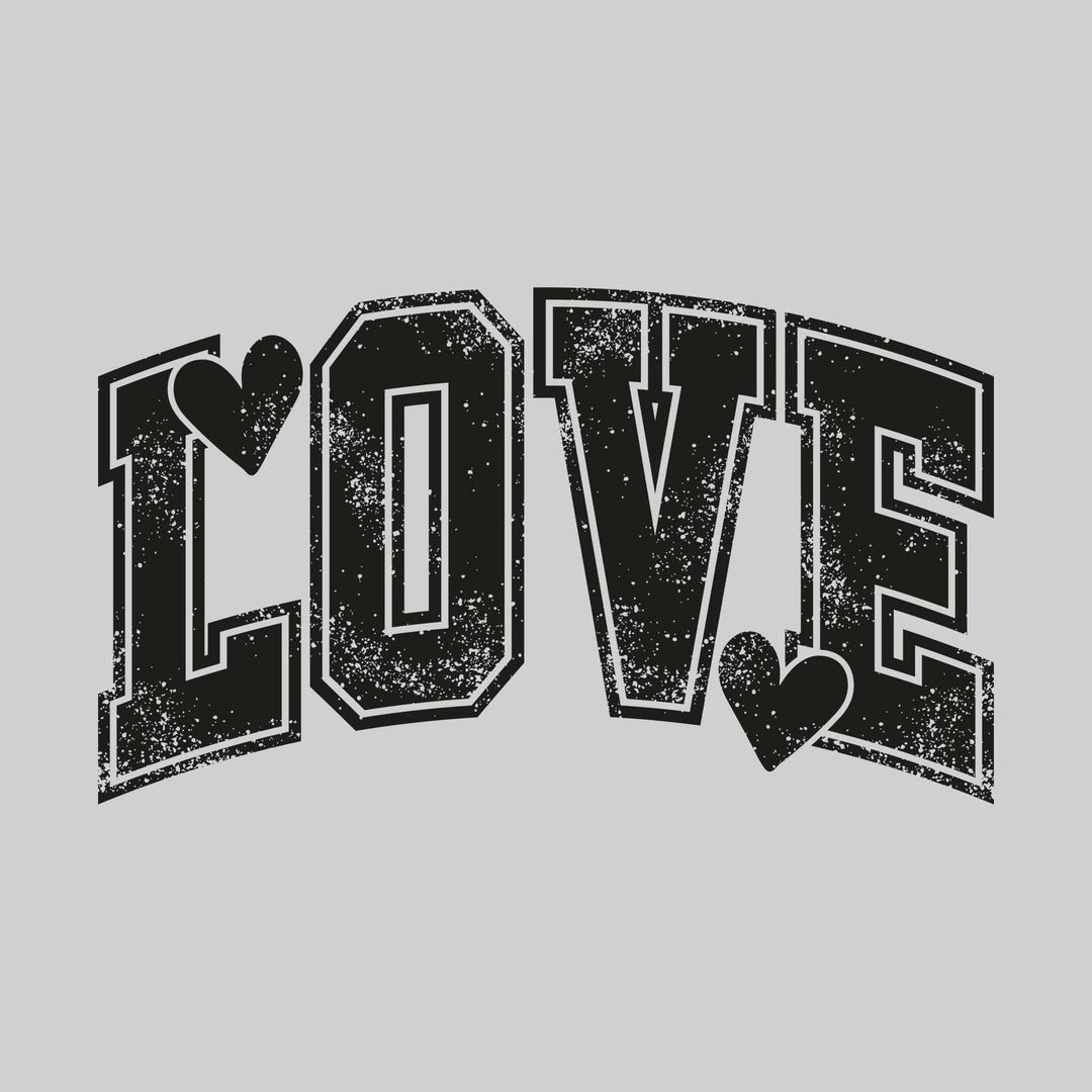 Love - Athletic Text with Hearts - Distressed