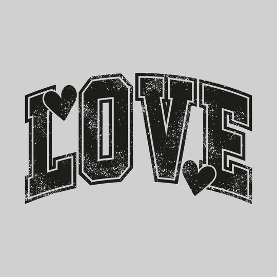 Love - Athletic Text with Hearts - Distressed