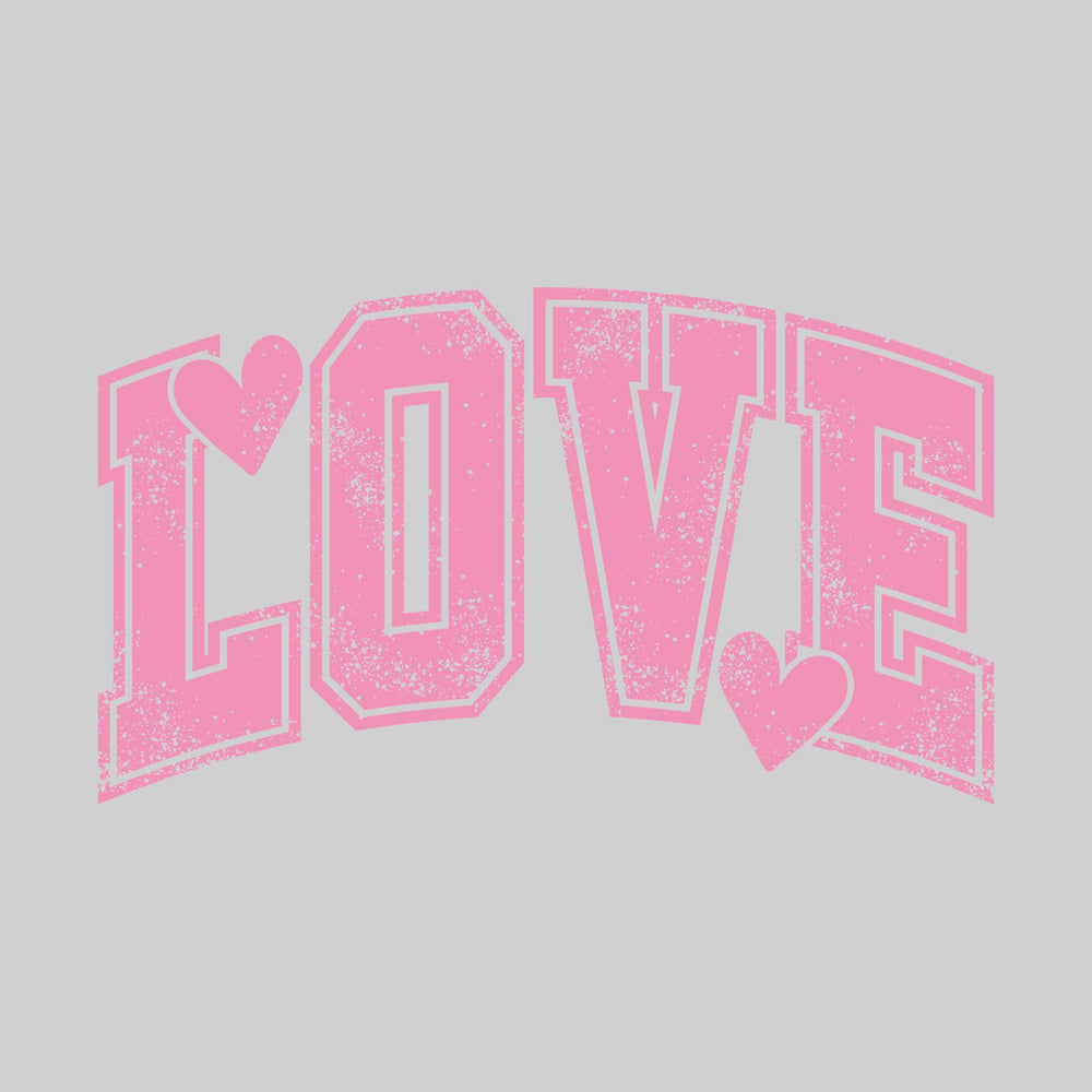 Love - Athletic Text with Hearts - Distressed
