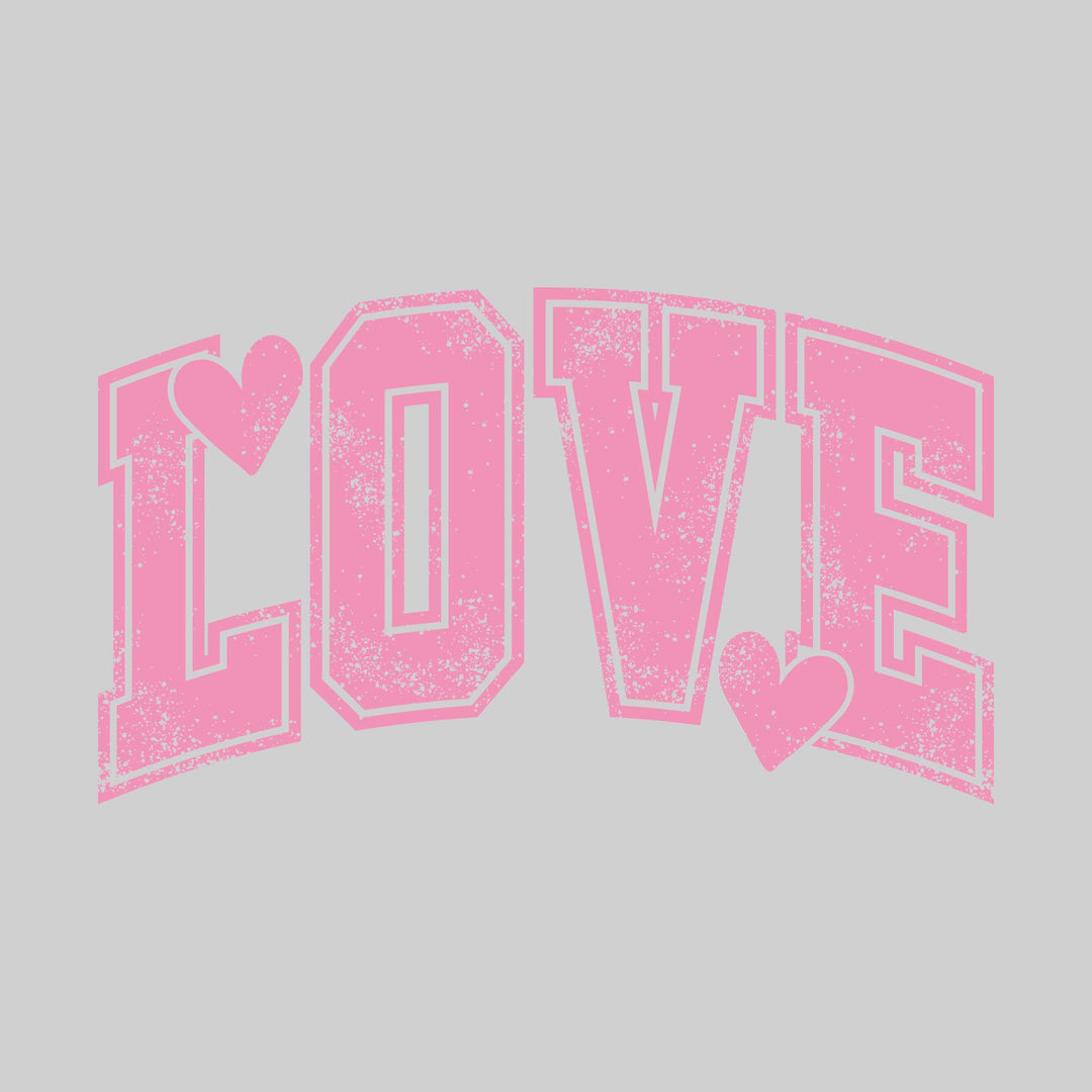 Love - Athletic Text with Hearts - Distressed