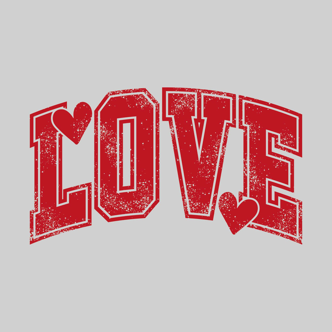 Love - Athletic Text with Hearts - Distressed