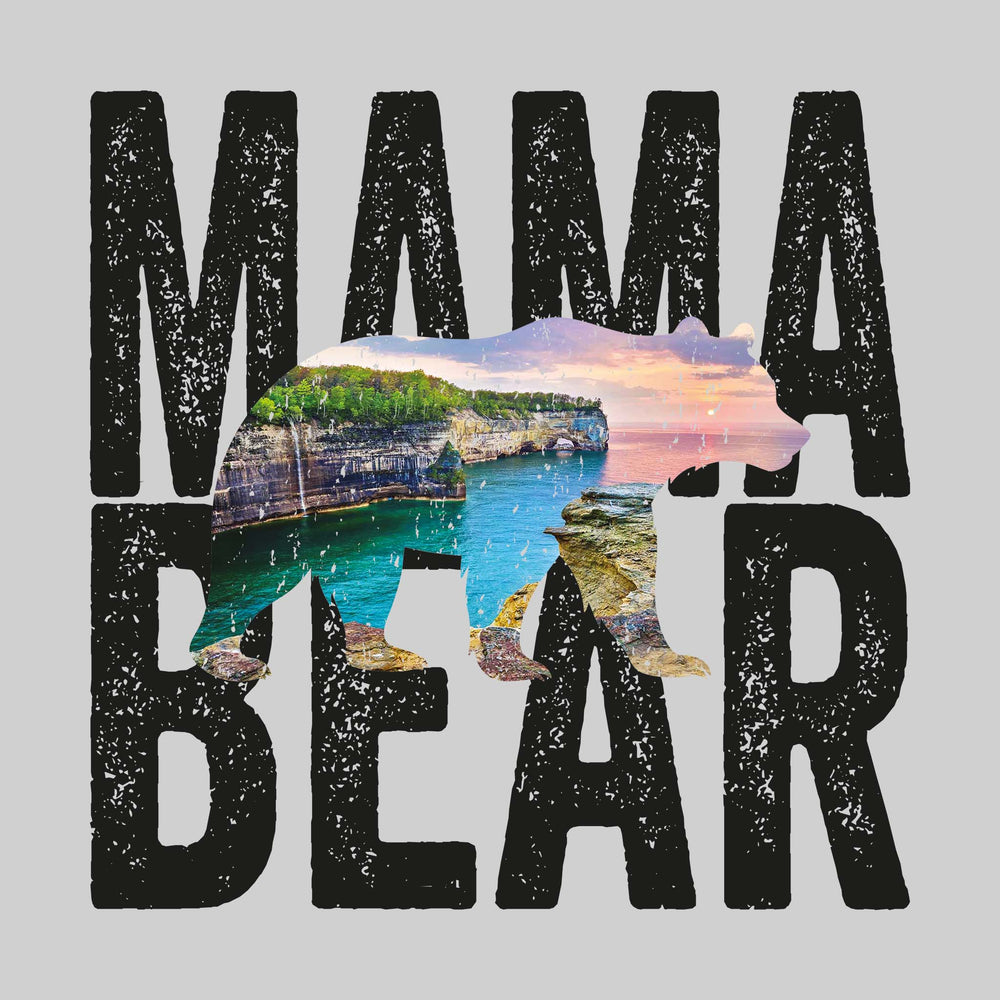 Mama Bear - Silhouette with Scenery - Distressed - Pesonalized