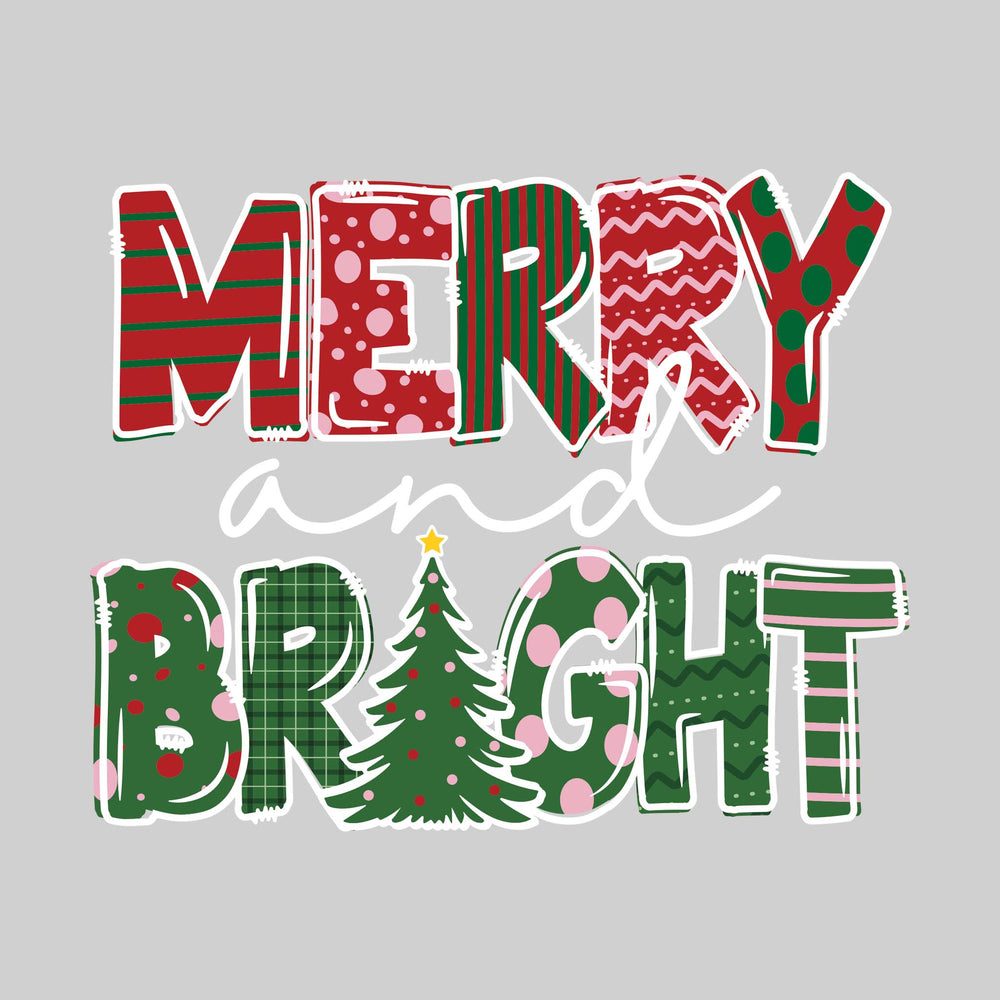 Merry and Bright - Multicolor Letters - Cartoon Style