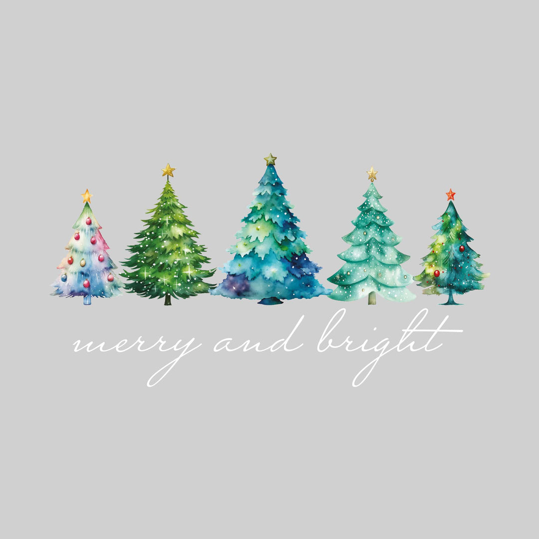 Merry and Bright - Watercolor Christmas Trees