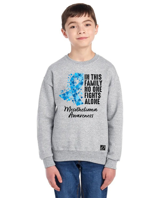 Gildan - Youth - Heavy Blend™ Crewneck Sweatshirt - Mesothelioma Awareness - In This Family No One Fights Alone
