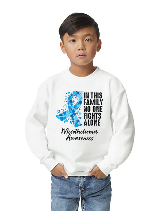 Gildan - Youth - Heavy Blend™ Crewneck Sweatshirt - Mesothelioma Awareness - In This Family No One Fights Alone