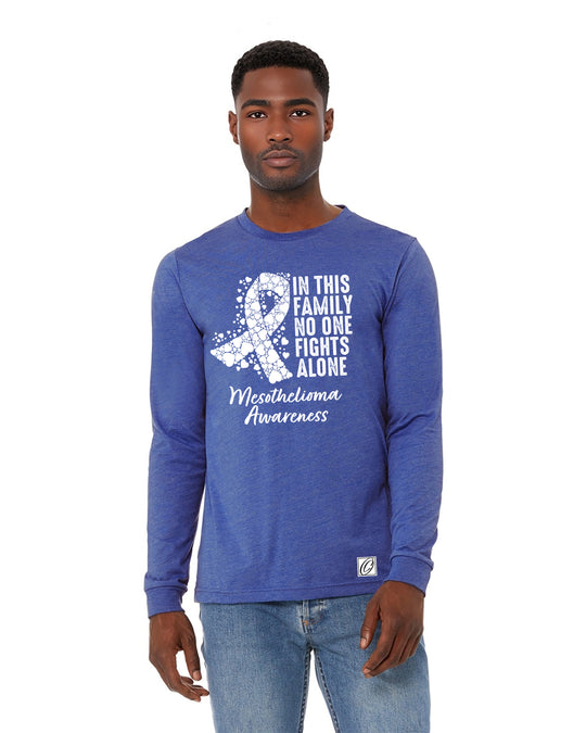 Bella Canvas - Adult - Heather CVC Long Sleeve Tee - Mesothelioma Awareness - In This Family No One Fights Alone
