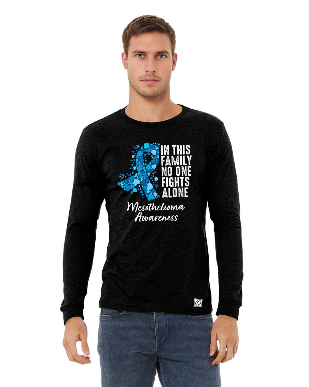 Bella Canvas - Adult - Heather CVC Long Sleeve Tee - Mesothelioma Awareness - In This Family No One Fights Alone