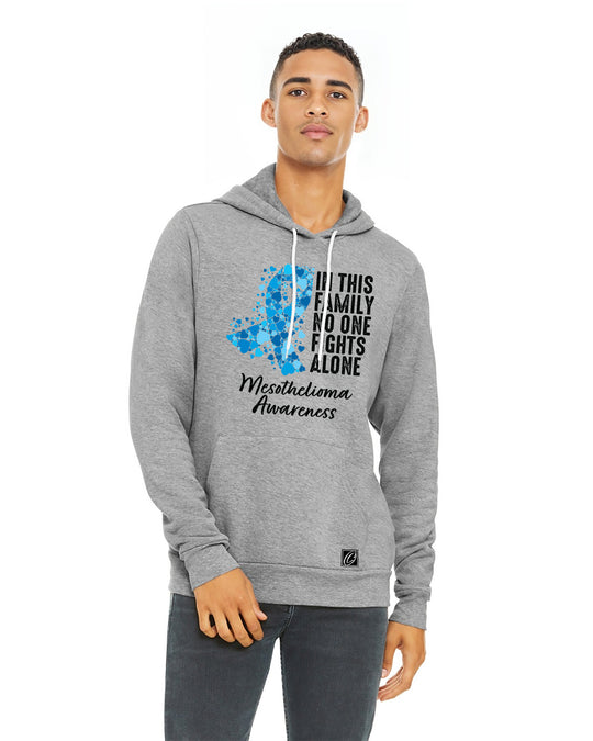 Bella Canvas - Adult - Sponge Fleece Pullover Hoodie - Mesothelioma Awareness - In This Family No One Fights Alone