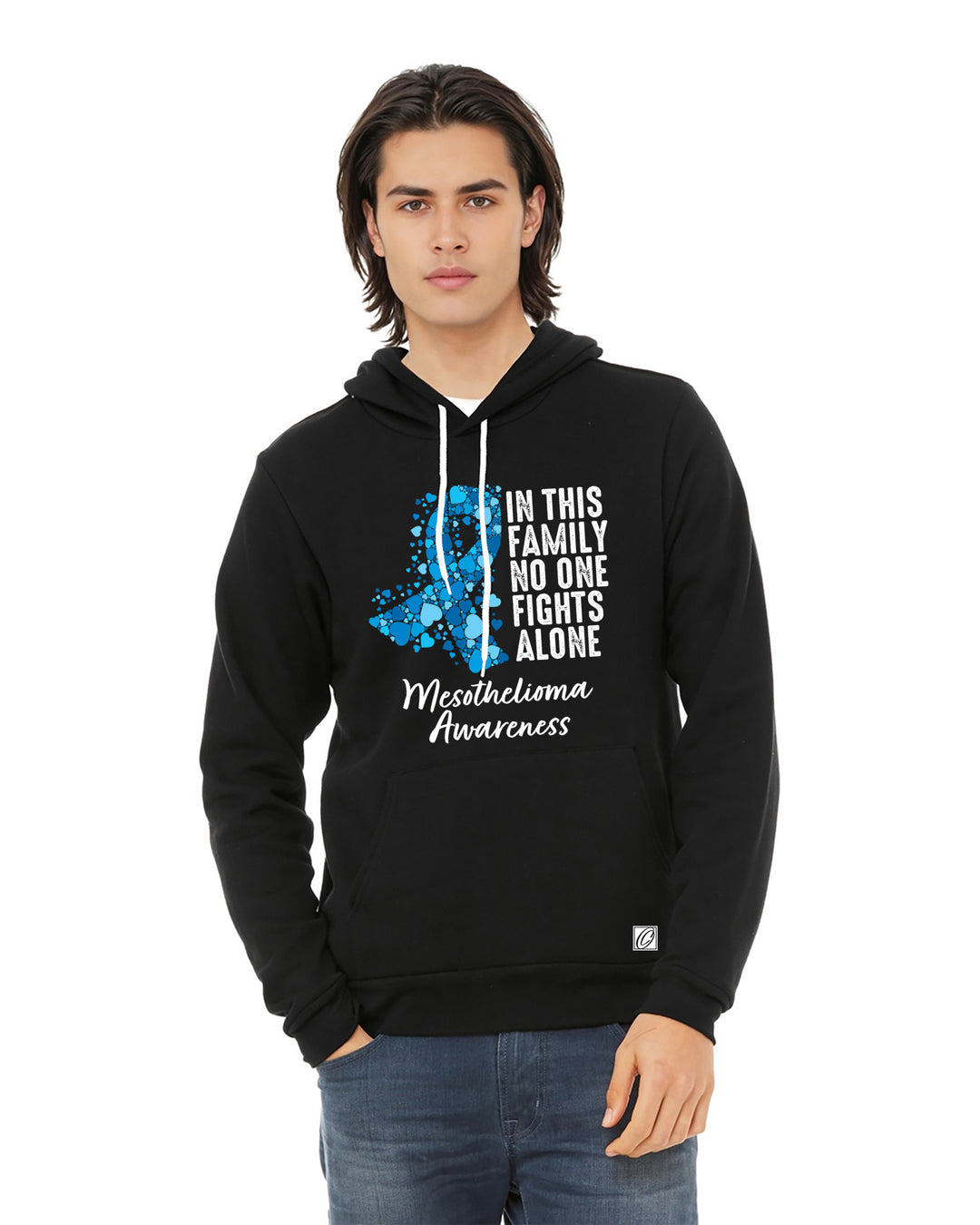 Bella Canvas - Adult - Sponge Fleece Pullover Hoodie - Mesothelioma Awareness - In This Family No One Fights Alone