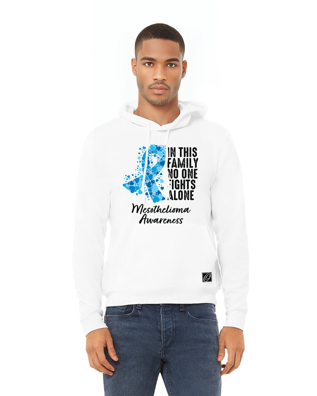 Bella Canvas - Adult - Sponge Fleece Pullover Hoodie - Mesothelioma Awareness - In This Family No One Fights Alone