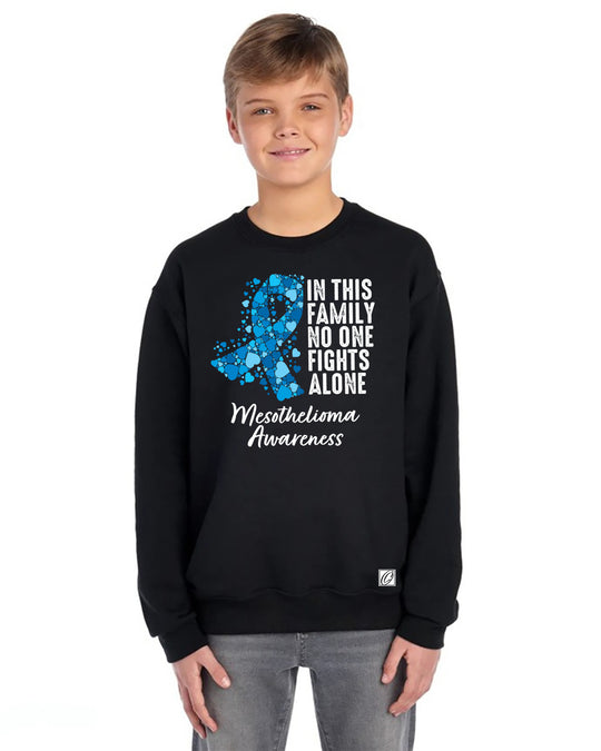 JERZEES - Youth - NuBlend® Crewneck Sweatshirt - Mesothelioma Awareness - In This Family No One Fights Alone