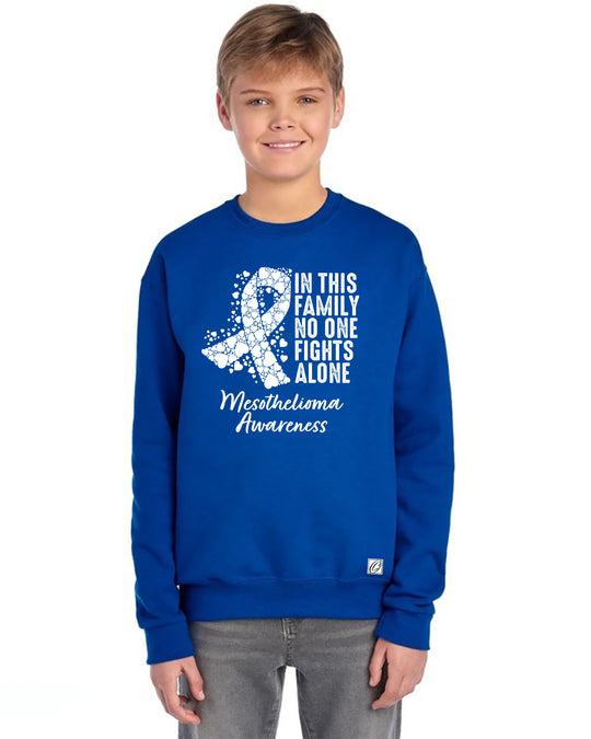 JERZEES - Youth - NuBlend® Crewneck Sweatshirt - Mesothelioma Awareness - In This Family No One Fights Alone
