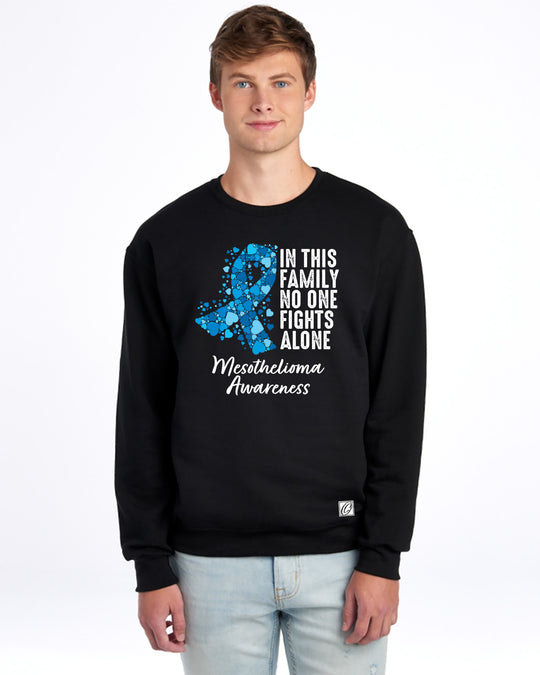 JERZEES - Adult - NuBlend® Crewneck Sweatshirt - Mesothelioma Awareness - In This Family No One Fights Alone