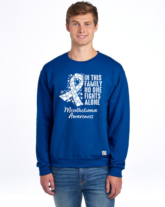 JERZEES - Adult - NuBlend® Crewneck Sweatshirt - Mesothelioma Awareness - In This Family No One Fights Alone