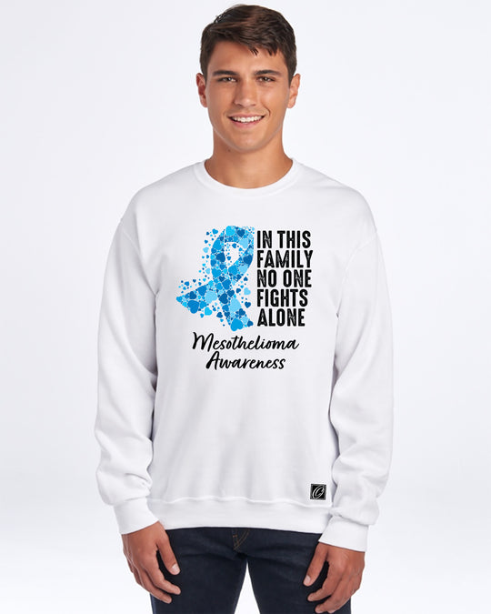 JERZEES - Adult - NuBlend® Crewneck Sweatshirt - Mesothelioma Awareness - In This Family No One Fights Alone