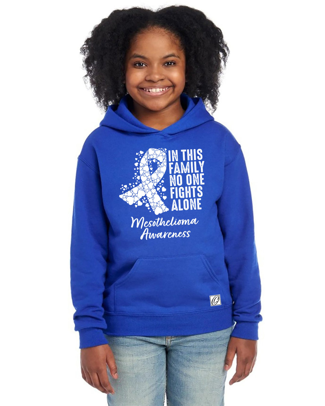 JERZEES - Youth - NuBlend® Pullover Hoodie - Mesothelioma Awareness - In This Family No One Fights Alone