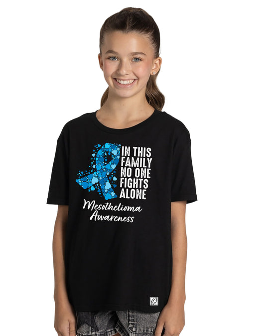 JERZEES - Youth - Ultimate™ Ring-⁠Spun Short Sleeve Tee - Mesothelioma Awareness - In This Family No One Fights Alone