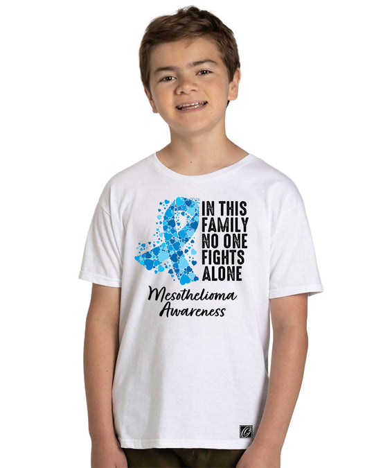 JERZEES - Youth - Ultimate™ Ring-⁠Spun Short Sleeve Tee - Mesothelioma Awareness - In This Family No One Fights Alone