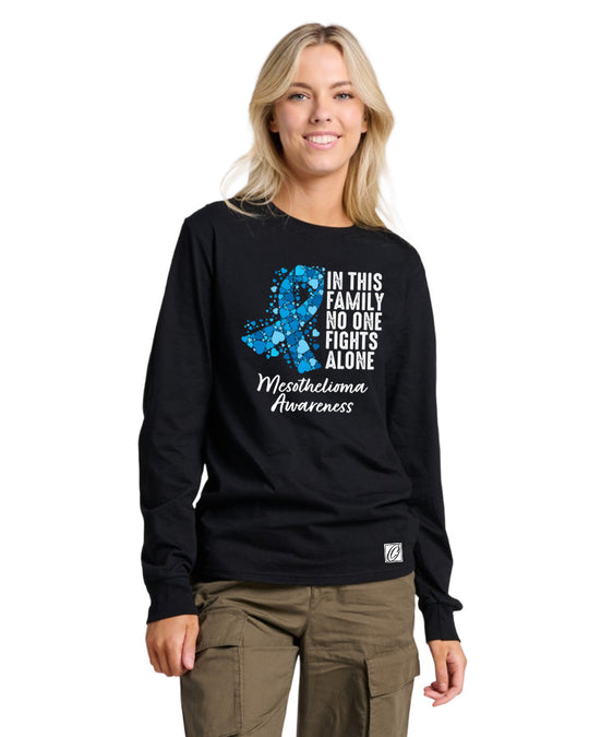 JERZEES - Adult - Ultimate™ Ring-⁠Spun Long Sleeve Tee - Mesothelioma Awareness - In This Family No One Fights Alone