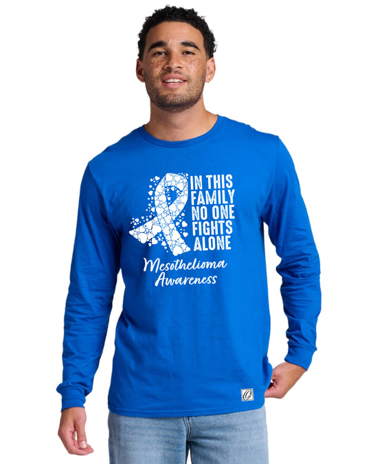 JERZEES - Adult - Ultimate™ Ring-⁠Spun Long Sleeve Tee - Mesothelioma Awareness - In This Family No One Fights Alone