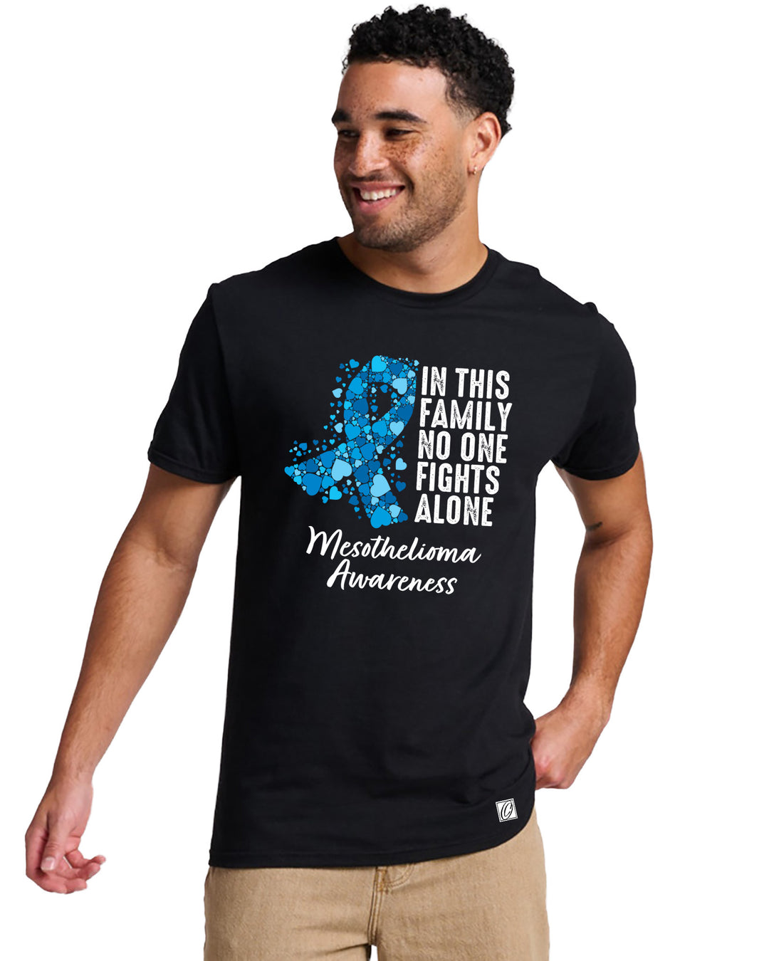 JERZEES - Adult - Ultimate™ Ring-⁠Spun Short Sleeve Tee - Mesothelioma Awareness - In This Family No One Fights Alone
